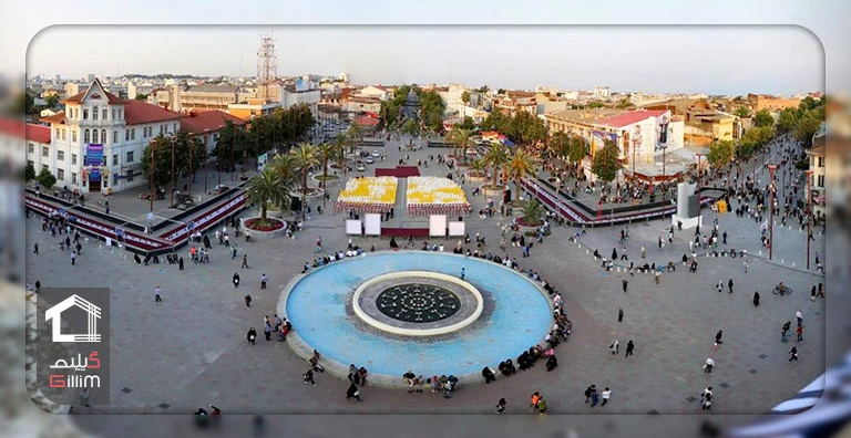 تصویر هوایی از میدان شهرداری رشت در گیلان
