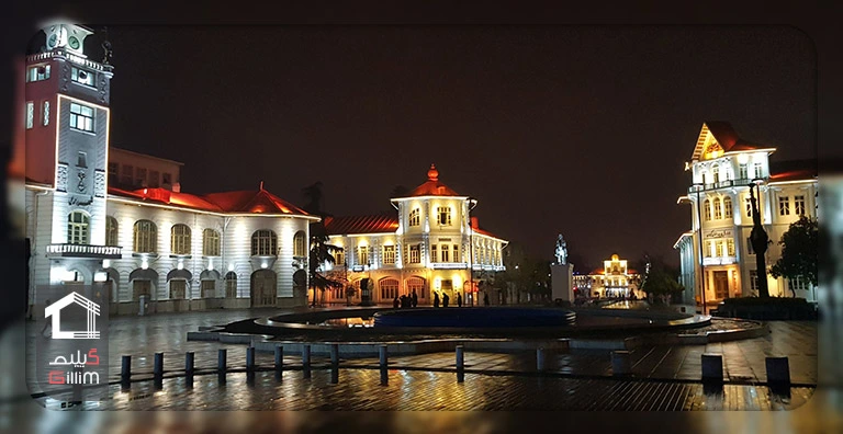 نورپردازی زیبای میدان شهرداری رشت در شب